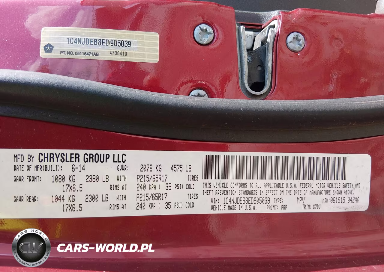 2014 Jeep Compass Latitude VIN:1C4NJDEB8ED905039 - 9