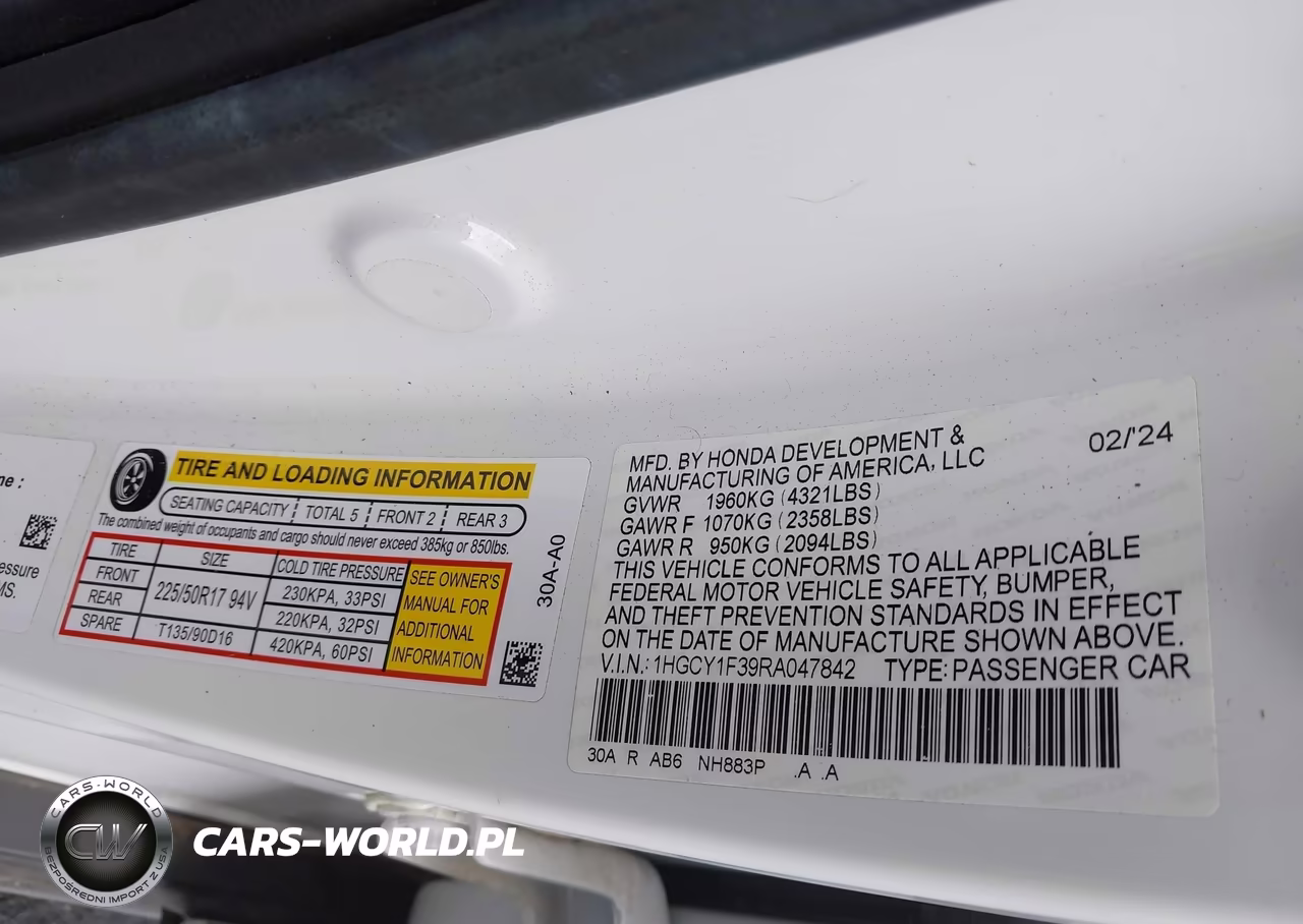 2024 Honda Accord Ex VIN:1HGCY1F39RA047842 - 9