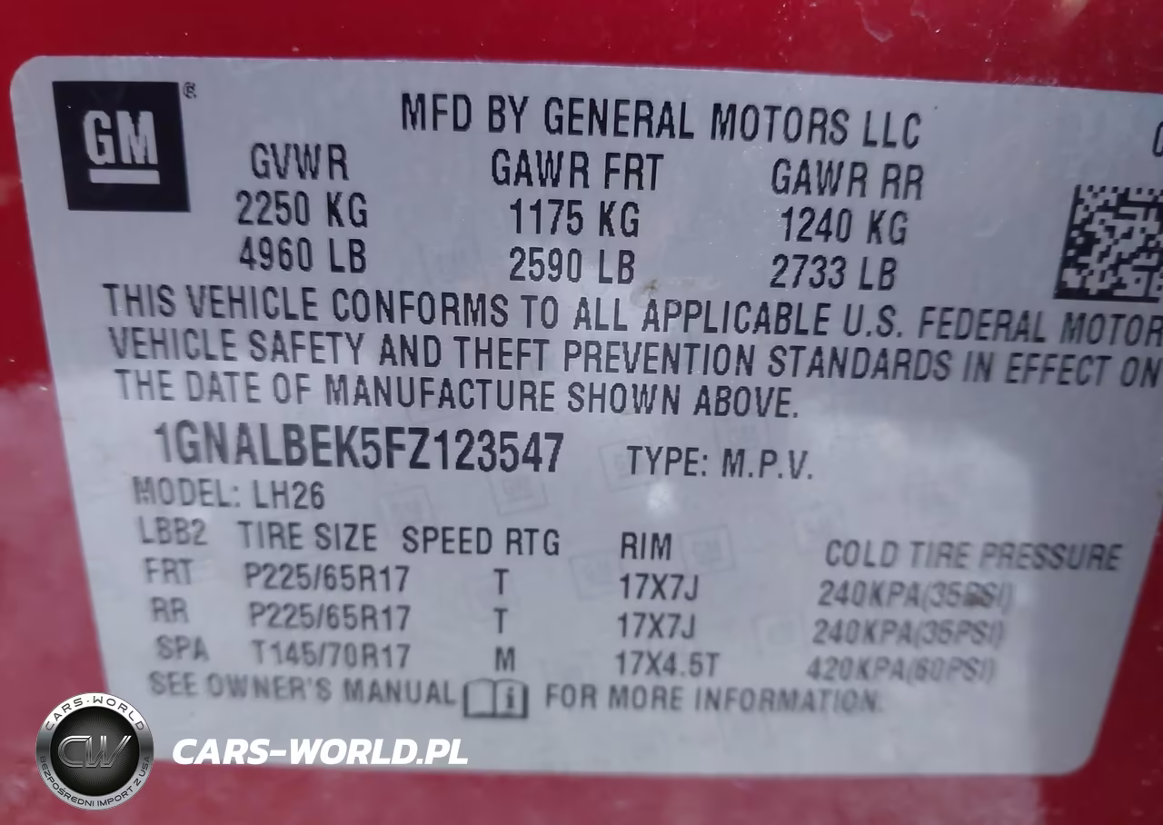 2015 Chevrolet Equinox 1Lt VIN:1GNALBEK5FZ123547 - 9