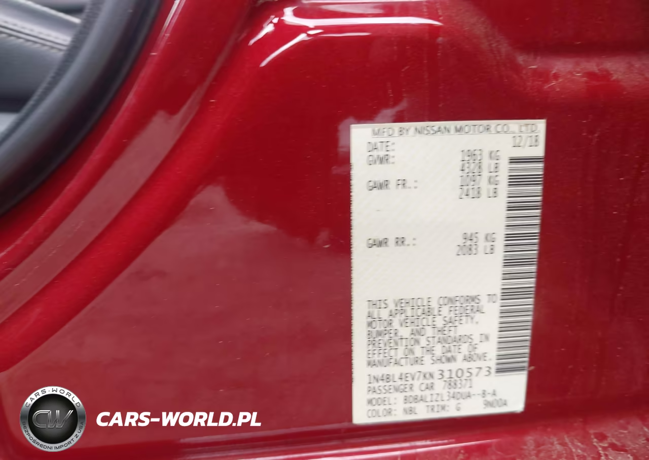 2019 Nissan Altima 2.5 Sl VIN:1N4BL4EV7KN310573 - 9