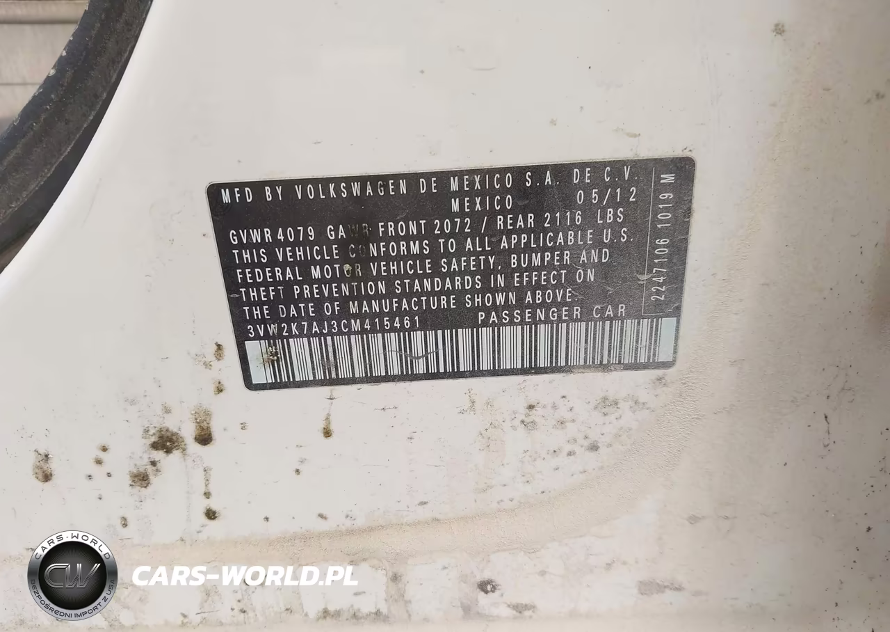 2012 Volkswagen Jetta 2.0L S VIN:3VW2K7AJ3CM415461 - 9