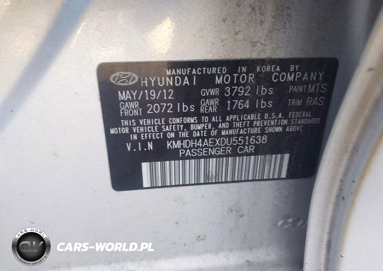 2013 Hyundai Elantra Gls-Limited VIN:KMHDH4AEXDU551638 - 9