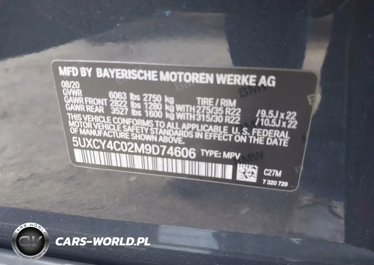 2021 BMW X6 Sdrive40I VIN:5UXCY4C02M9D74606 - 9