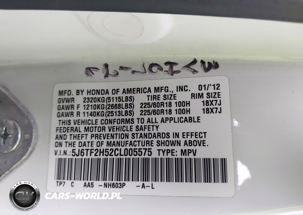 2012 Honda Crosstour Ex-L VIN:5J6TF2H52CL005575 - 9
