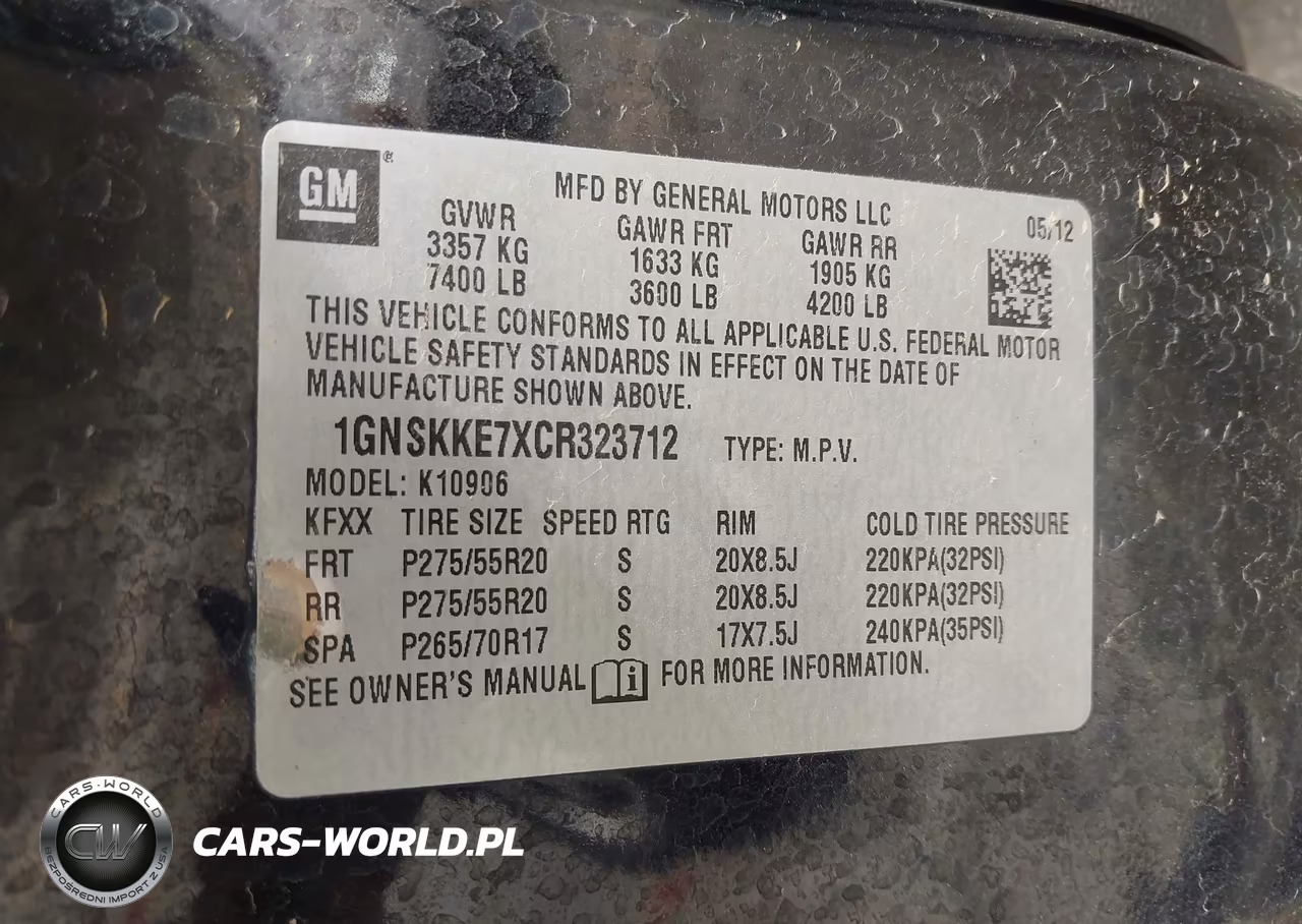 2012 Chevrolet Suburban 1500 Ltz VIN:1GNSKKE7XCR323712 - 9
