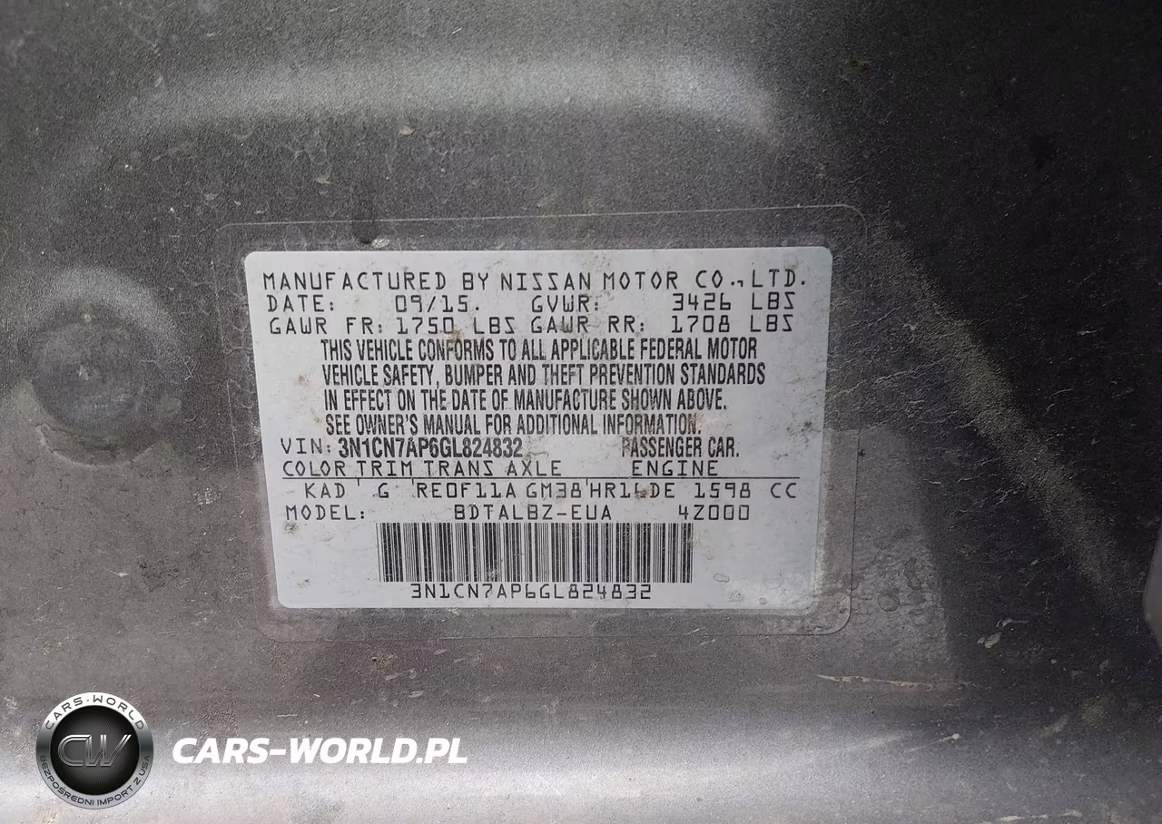 2016 Nissan Versa 1.6 Sv VIN:3N1CN7AP6GL824832 - 9