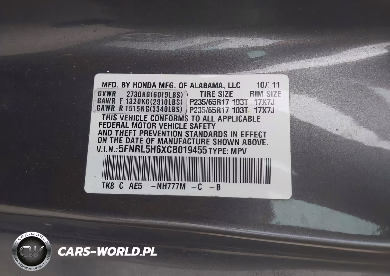 2012 Honda Odyssey Ex-L VIN:5FNRL5H6XCB019455 - 9