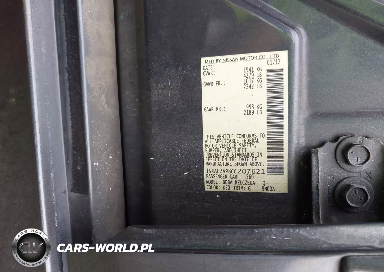 2012 Nissan Altima 2.5 S VIN:1N4AL2AP8CC207621 - 9