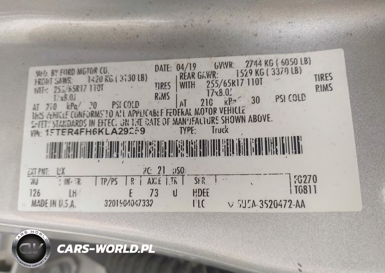 2019 Ford Ranger Xl VIN:1FTER4FH6KLA29259 - 9