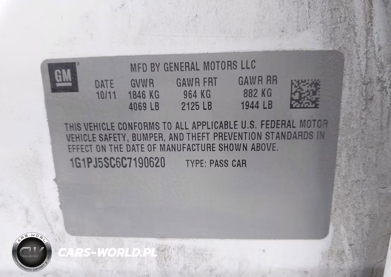 2012 Chevrolet Cruze Eco VIN:1G1PJ5SC6C7190620 - 9