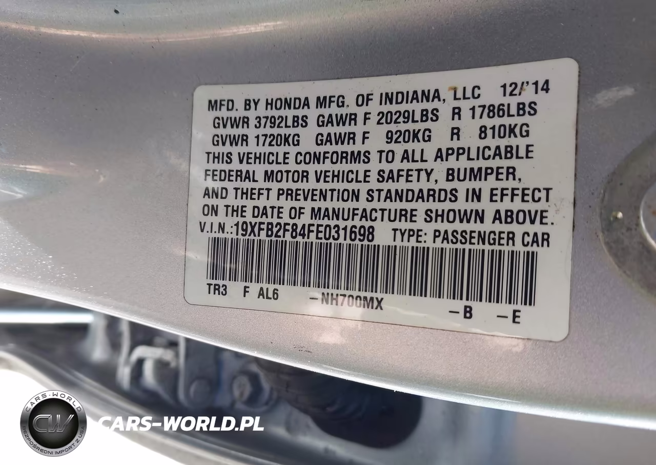 2015 Honda Civic Ex VIN:19XFB2F84FE031698 - 9