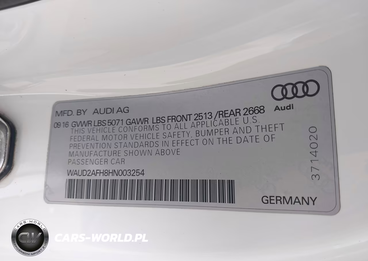 2017 Audi A5 2.0T Sport VIN:WAUD2AFH8HN003254 - 9