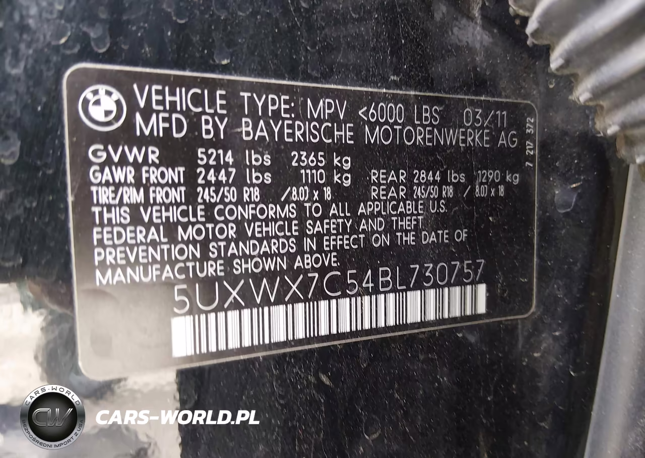 2011 BMW X3 xDrive35I VIN:5UXWX7C54BL730757 - 9