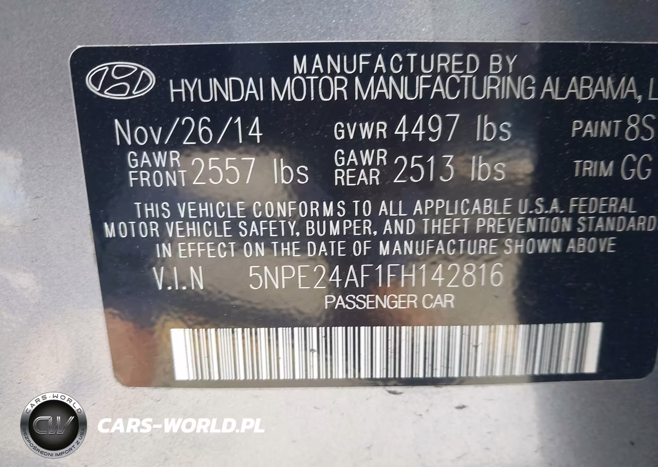 2015 Hyundai Sonata Se VIN:5NPE24AF1FH142816 - 9