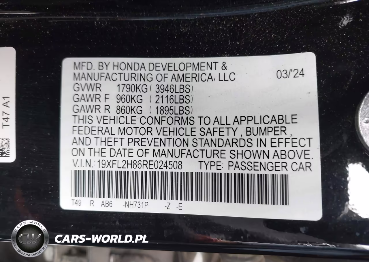 2024 Honda Civic Sport VIN:19XFL2H86RE024508 - 9
