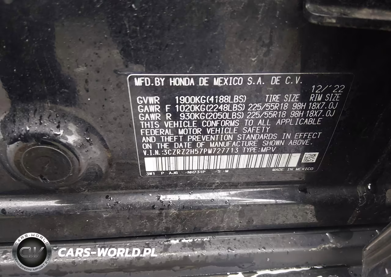 2023 Honda Hr-V Awd Sport VIN:3CZRZ2H57PM727713 - 9