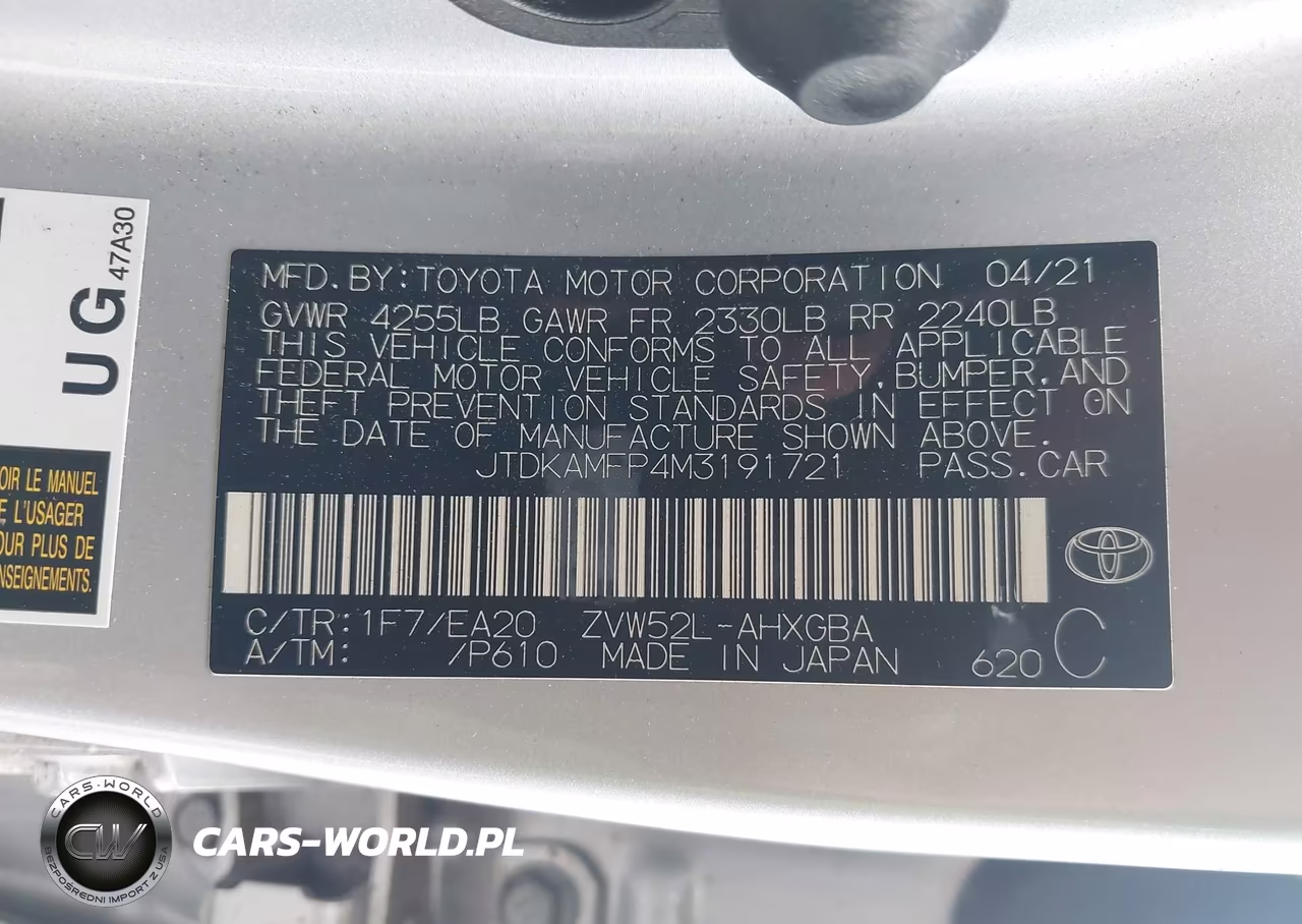 2021 Toyota Prius Prime Xle VIN:JTDKAMFP4M3191721 - 9