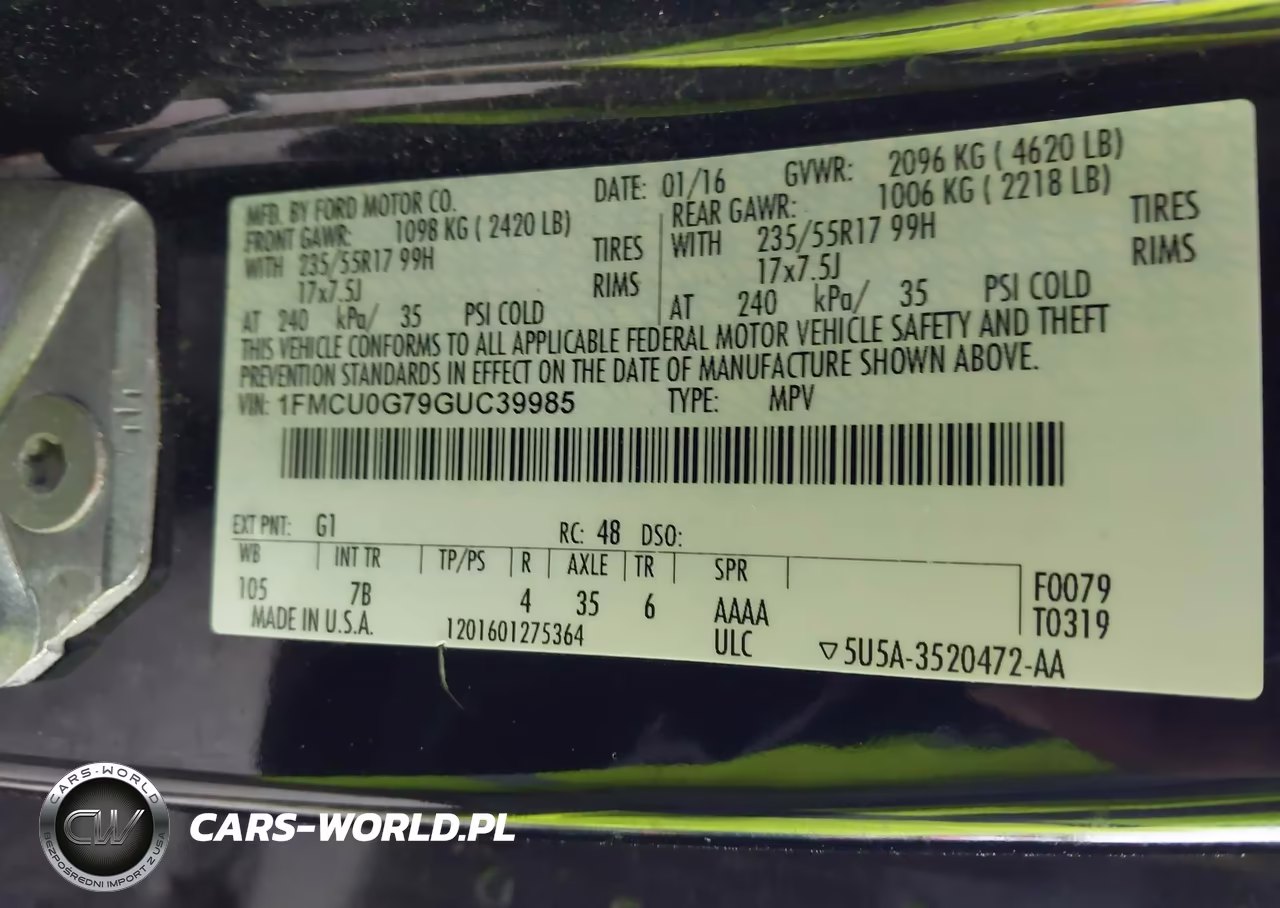 2016 Ford Escape Se VIN:1FMCU0G79GUC39985 - 9