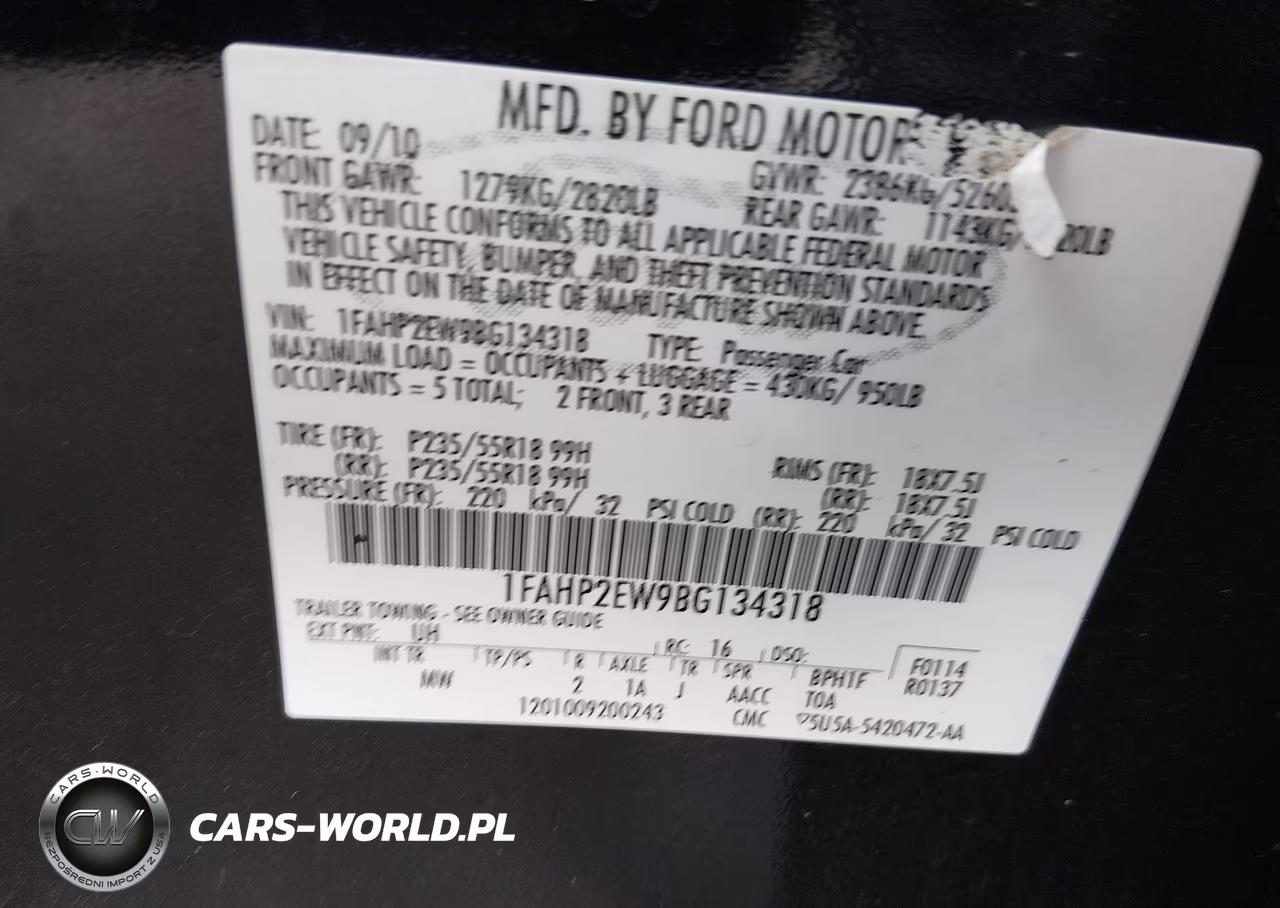 2011 Ford Taurus Sel VIN:1FAHP2EW9BG134318 - 9