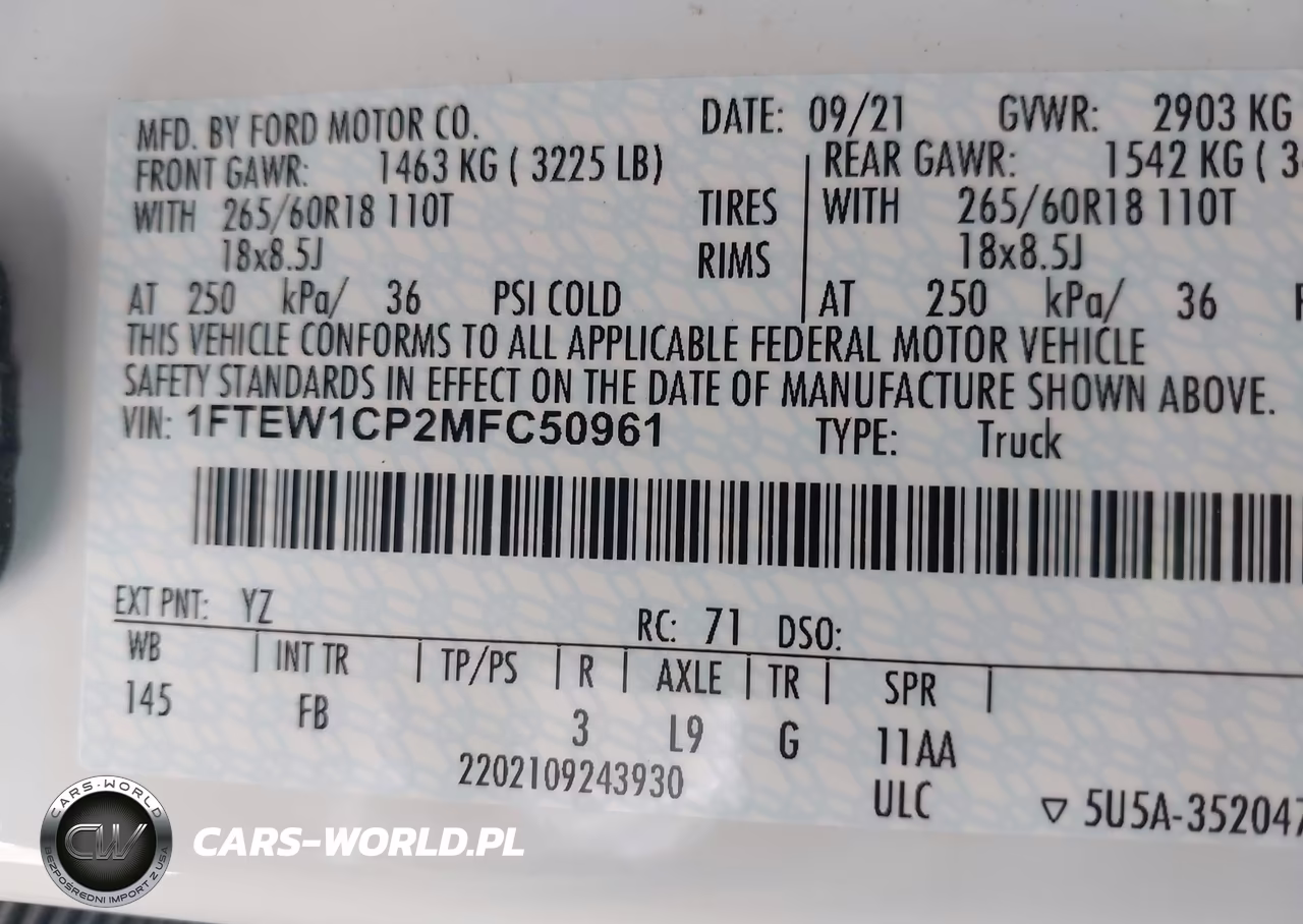 2021 Ford F-150 Xlt VIN:1FTEW1CP2MFC50961 - 9