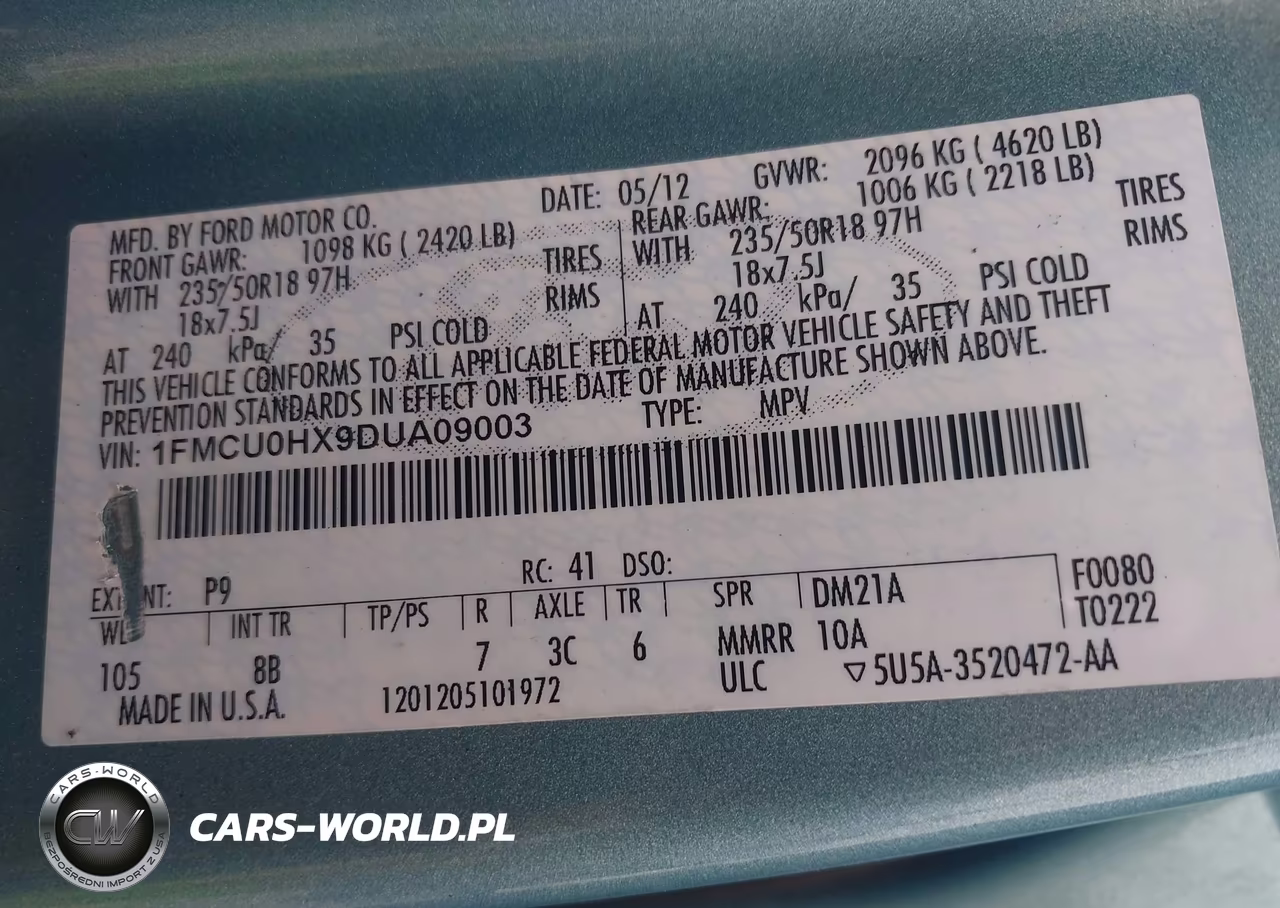 2013 Ford Escape Sel VIN:1FMCU0HX9DUA09003 - 9