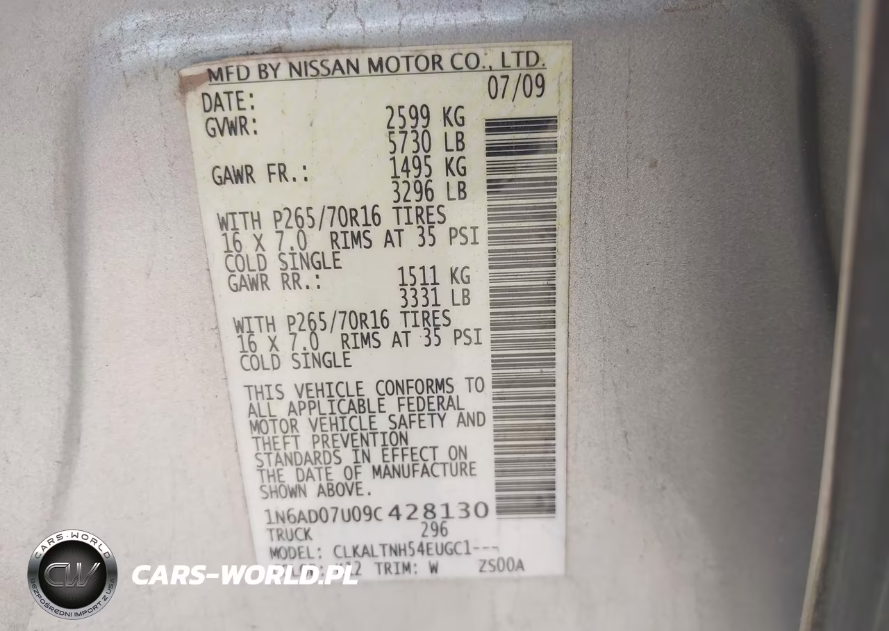 2009 Nissan Frontier Se VIN:1N6AD07U09C428130 - 9