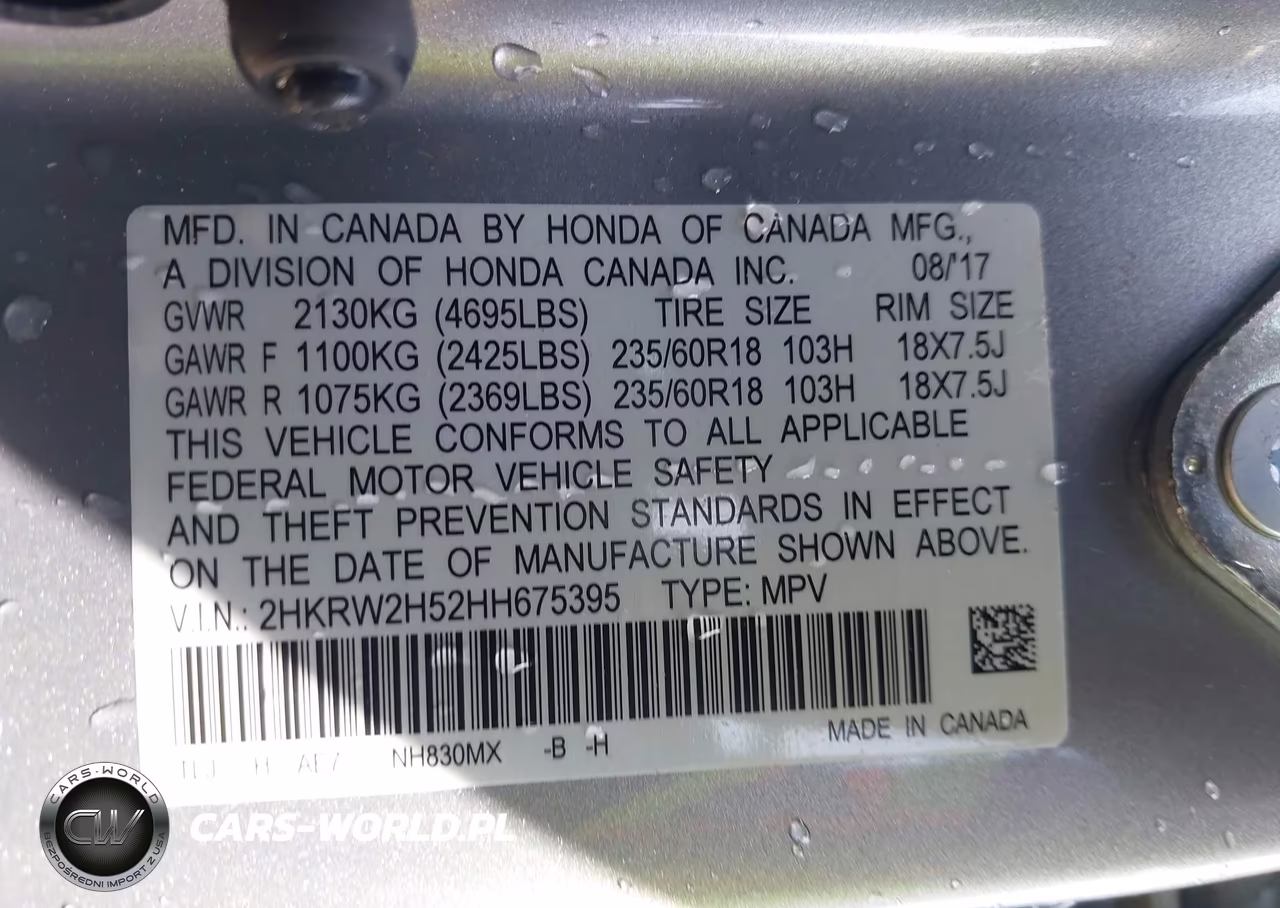 2017 Honda Cr-V Ex VIN:2HKRW2H52HH675395 - 9