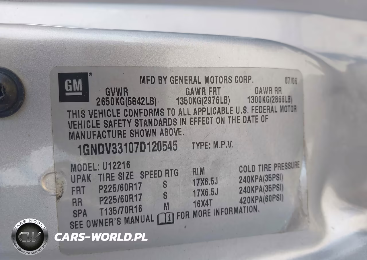 2007 Chevrolet Uplander Lt VIN:1GNDV33107D120545 - 9