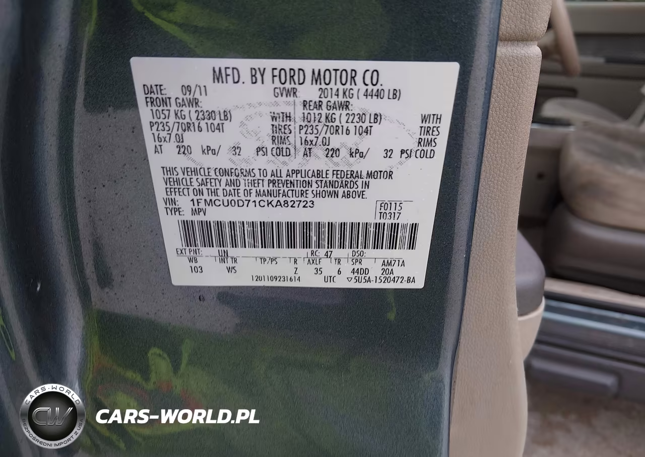 2012 Ford Escape Xlt VIN:1FMCU0D71CKA82723 - 9
