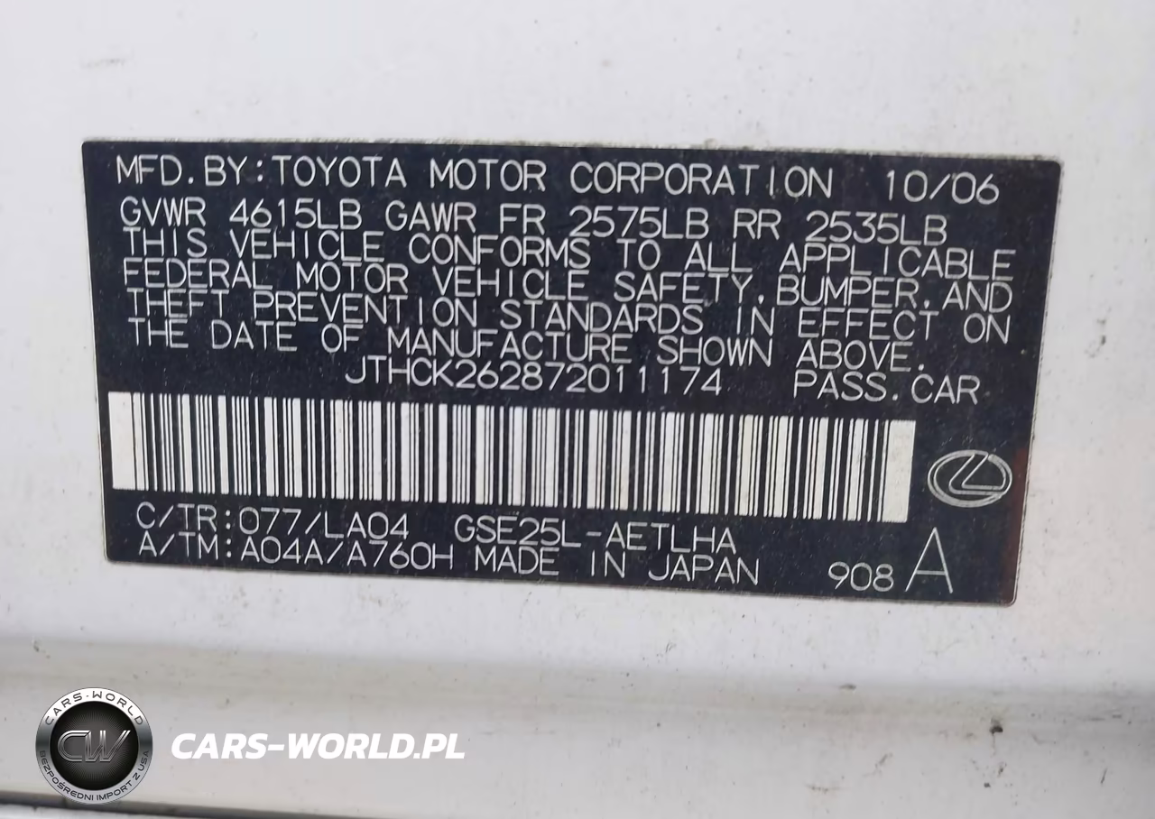 2007 Lexus Is 250 VIN:JTHCK262872011174 - 9