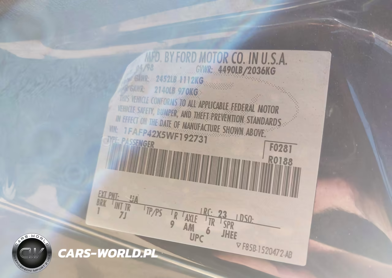 1998 Ford Mustang Gt VIN:1FAFP42X5WF192731 - 9