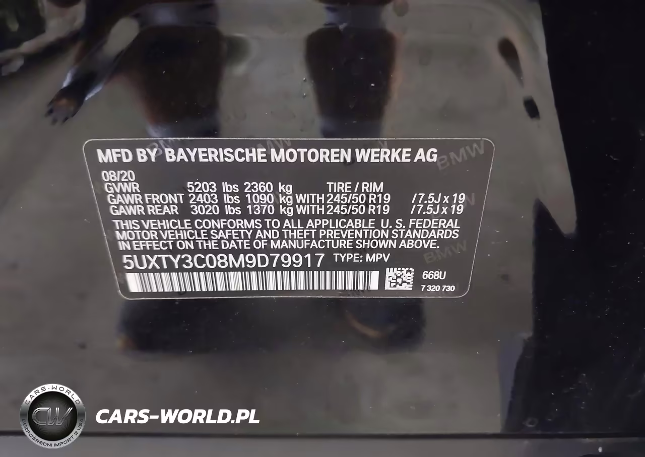 2021 BMW X3 Sdrive30I VIN:5UXTY3C08M9D79917 - 9