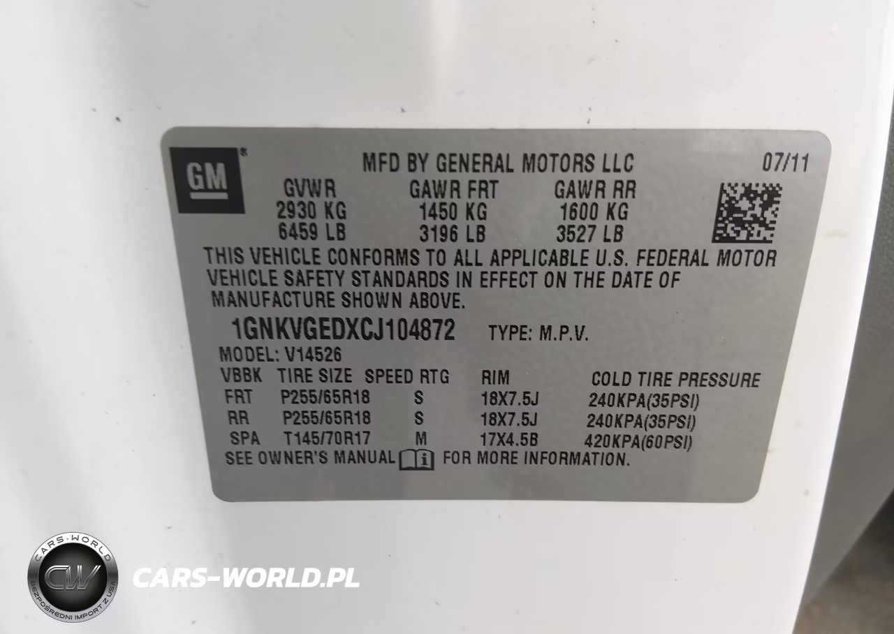 2012 Chevrolet Traverse 1Lt VIN:1GNKVGEDXCJ104872 - 9
