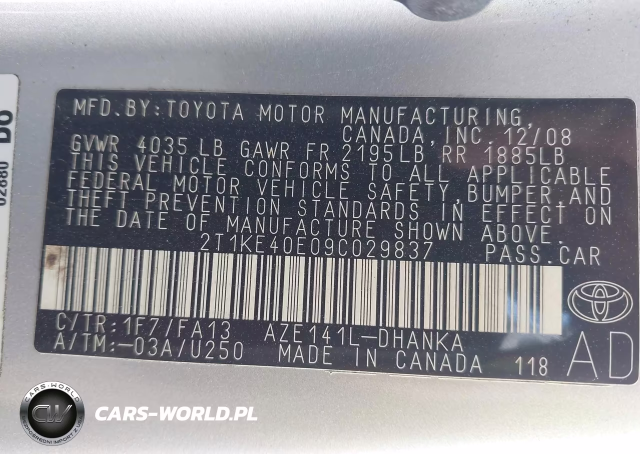 2009 Toyota Matrix S VIN:2T1KE40E09C029837 - 9