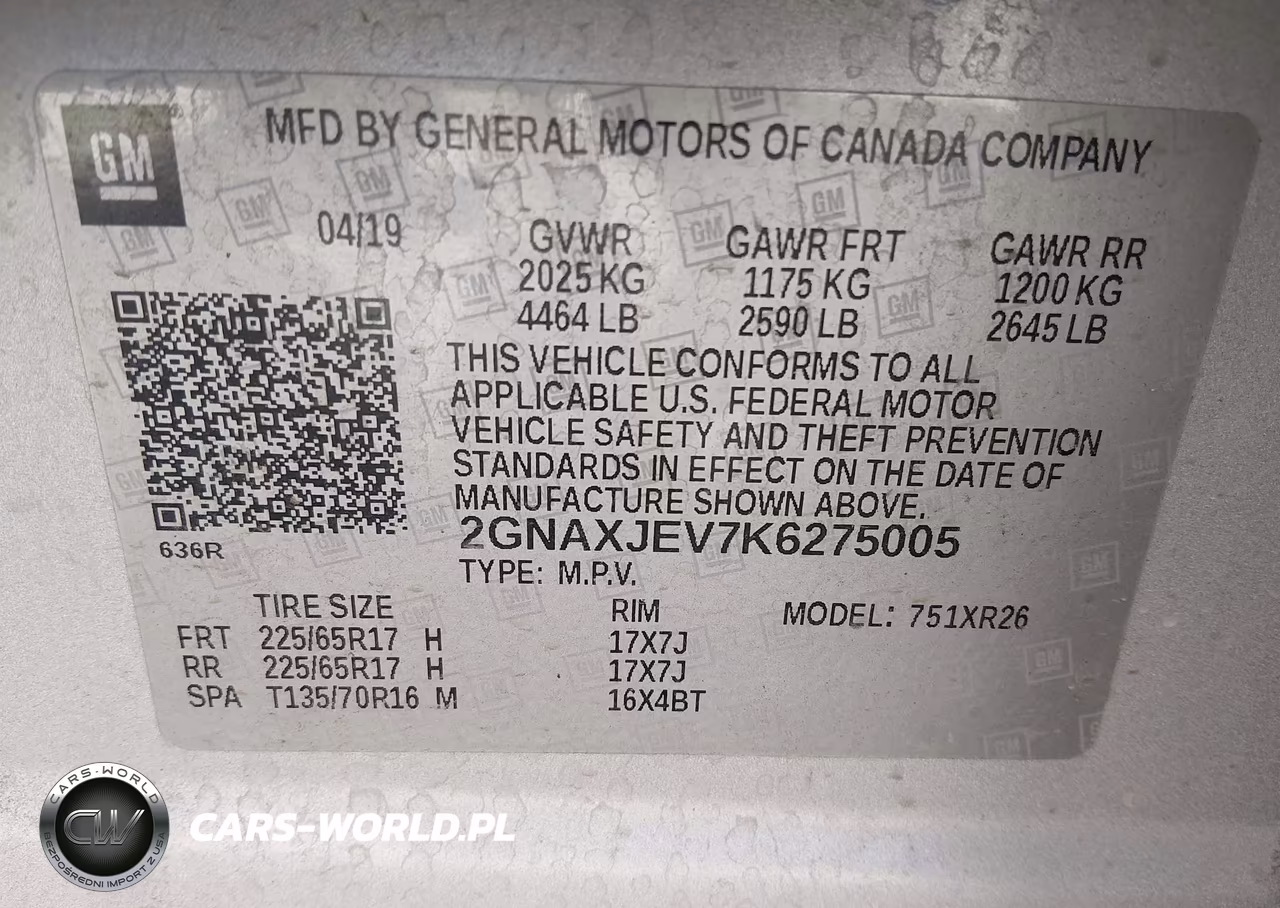 2019 Chevrolet Equinox Lt VIN:2GNAXJEV7K6275005 - 9