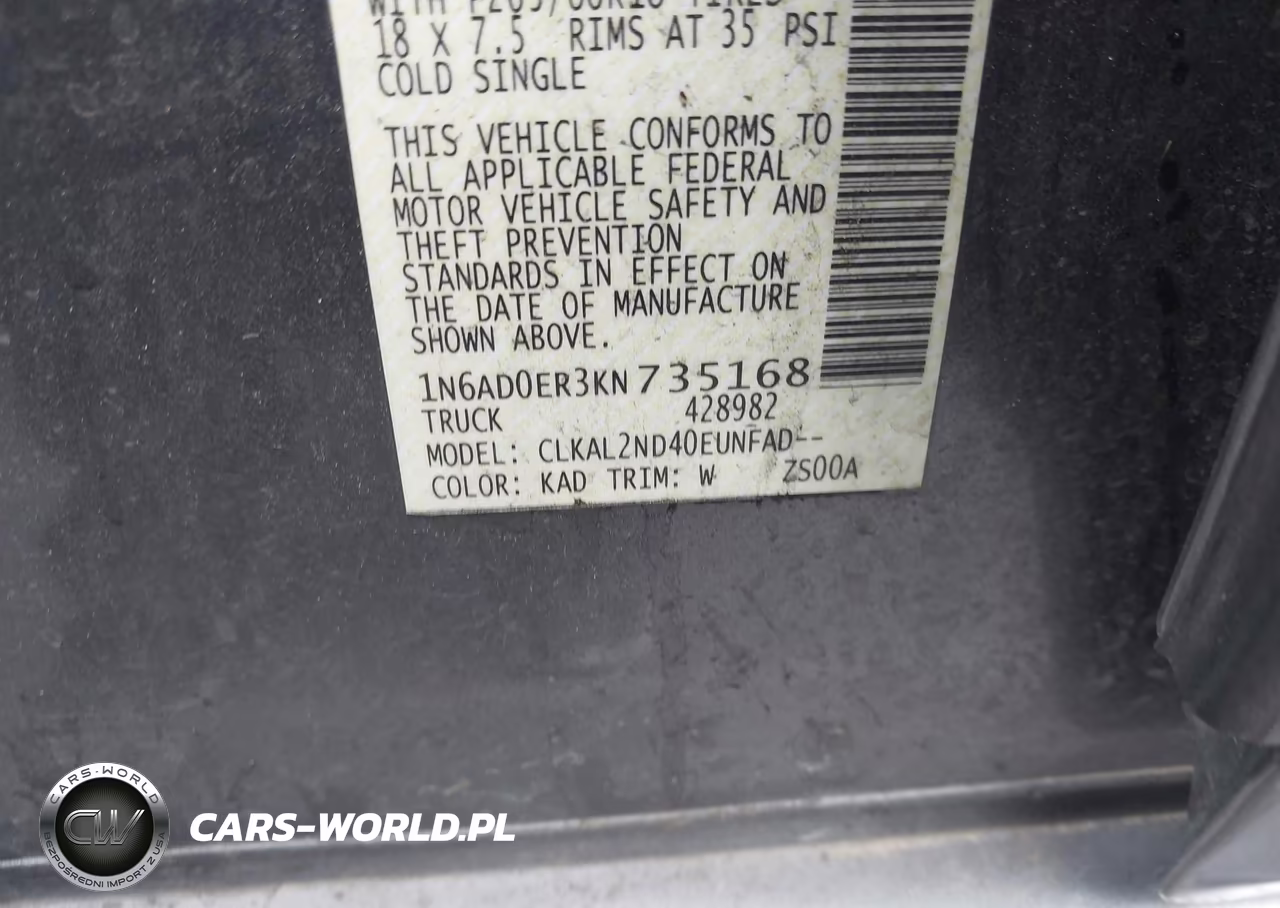 2019 Nissan Frontier Sv VIN:1N6AD0ER3KN735168 - 9