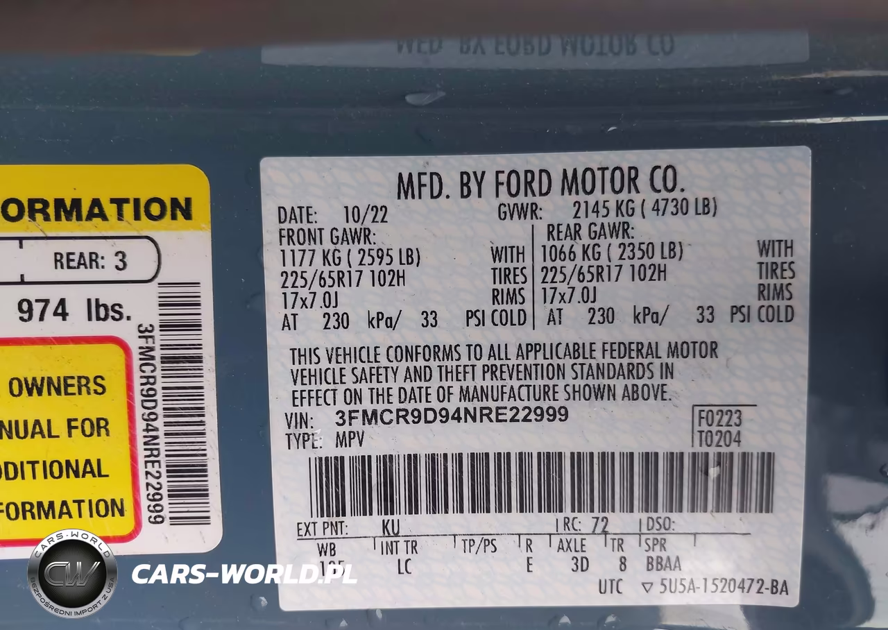 2022 Ford Bronco Sport Badlands VIN:3FMCR9D94NRE22999 - 9