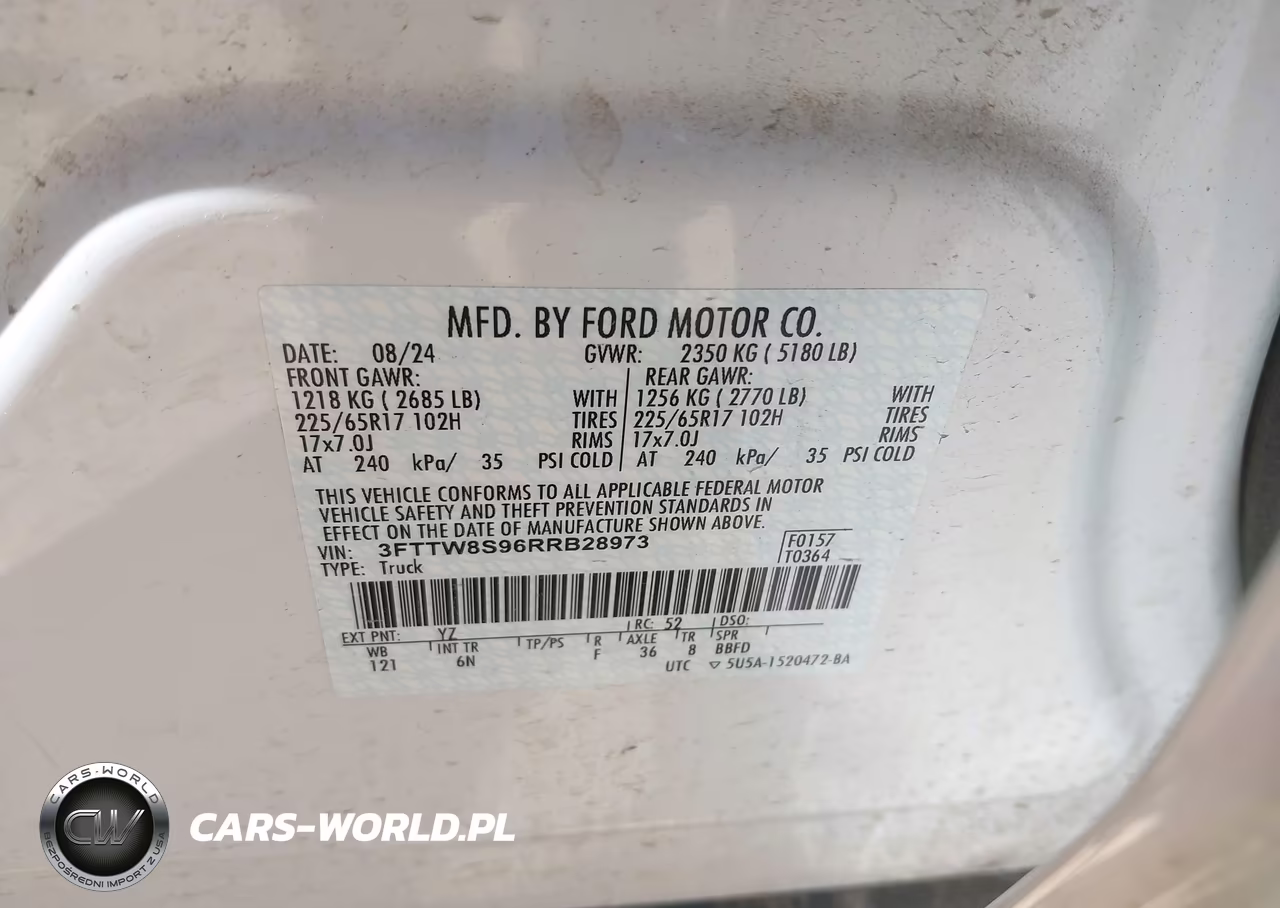 2024 Ford Maverick Lariat VIN:3FTTW8S96RRB28973 - 9