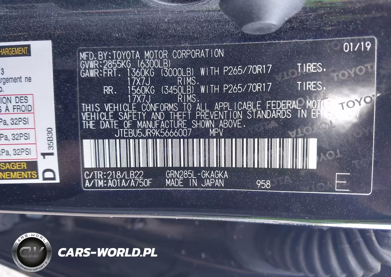 2019 Toyota 4Runner Sr5 Premium VIN:JTEBU5JR9K5666007 - 9