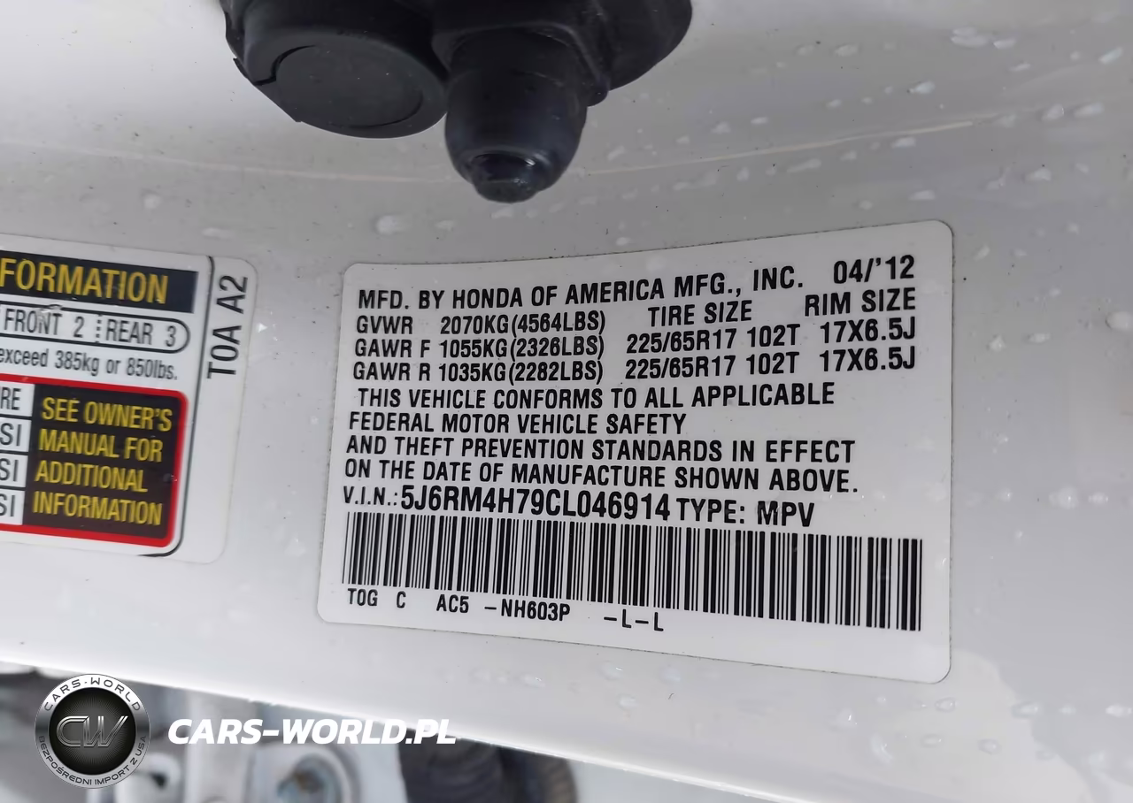 2012 Honda Cr-V Ex-L VIN:5J6RM4H79CL046914 - 9