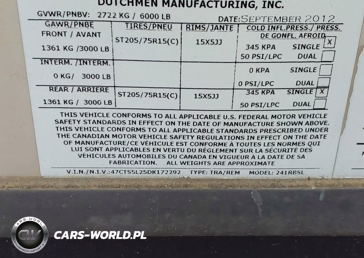 2013 Dutchman M-241Rbsl VIN:47CTS5L25DK172292 - 9