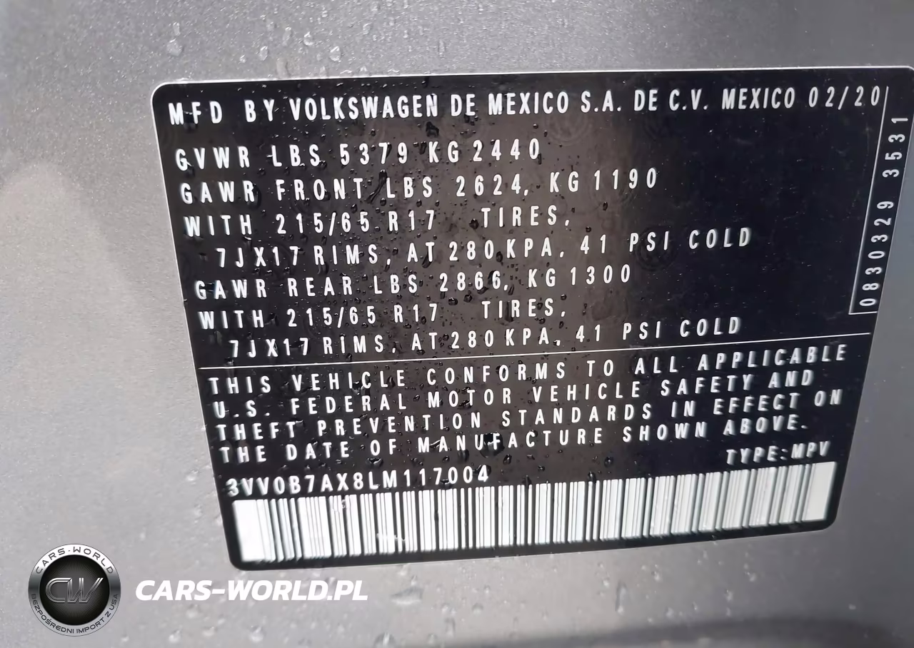 2020 Volkswagen Tiguan 2.0T S VIN:3VV0B7AX8LM117004 - 9