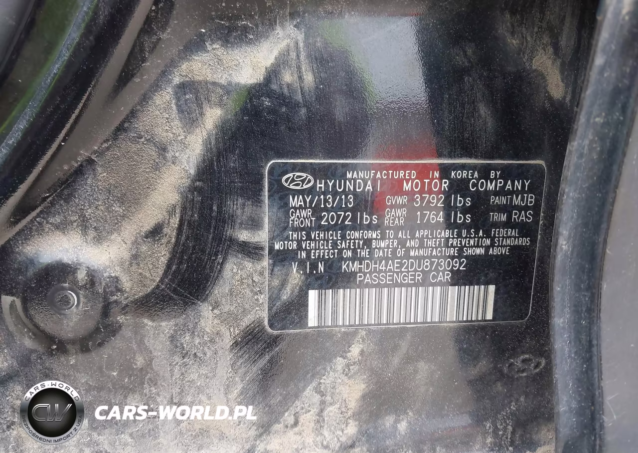 2013 Hyundai Elantra Gls VIN:KMHDH4AE2DU873092 - 9