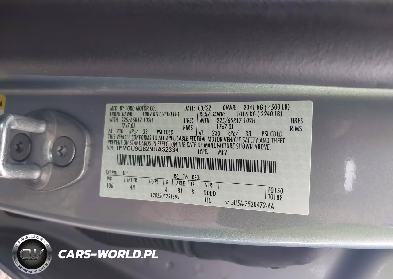 2022 Ford Escape Se VIN:1FMCU9G62NUA62334 - 9
