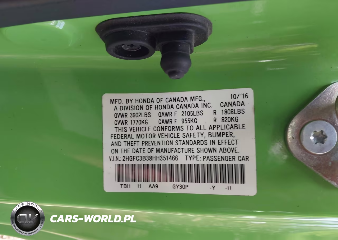 2017 Honda Civic Ex-T VIN:2HGFC3B38HH351466 - 9