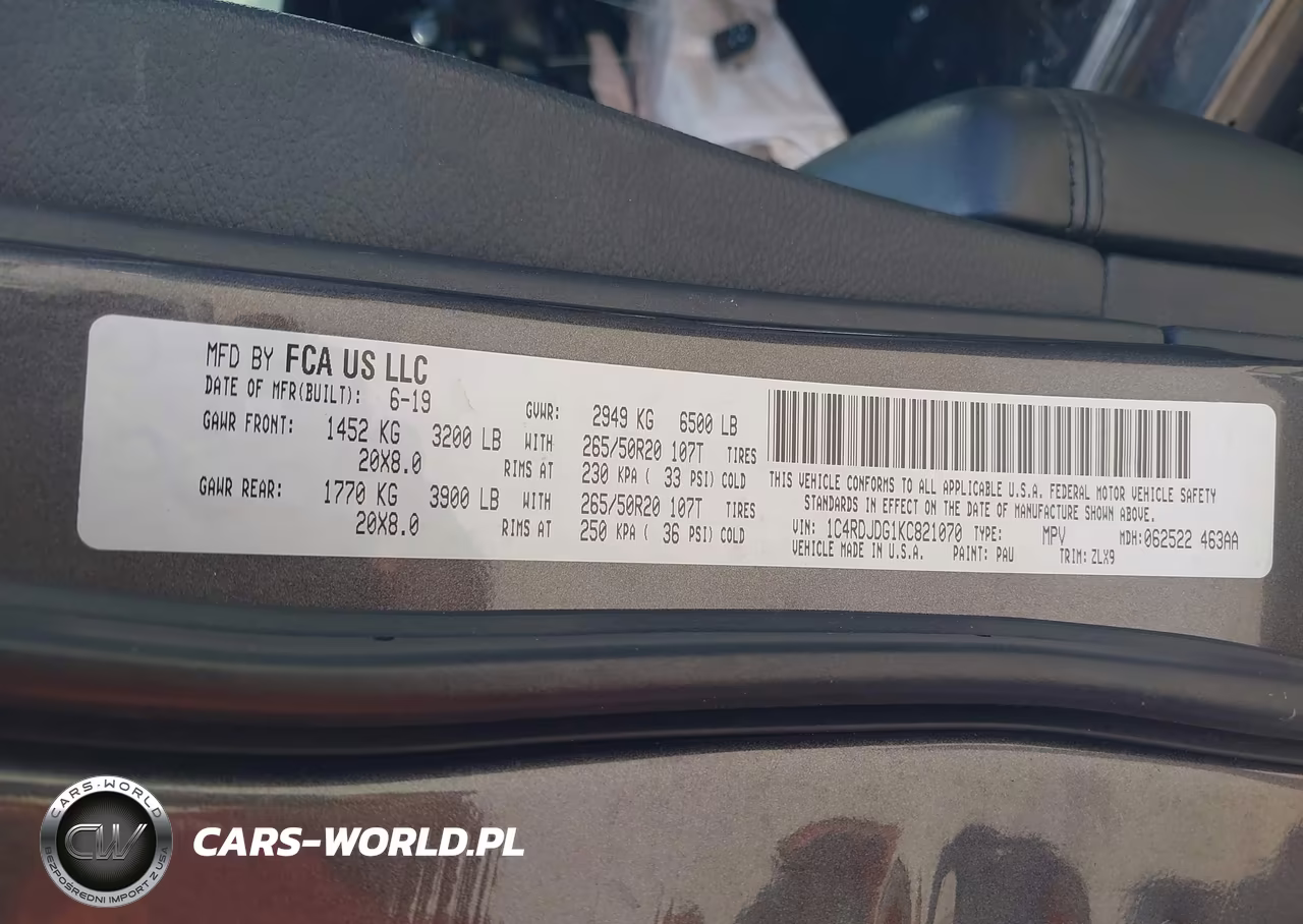 2019 Dodge Durango Gt Plus Awd VIN:1C4RDJDG1KC821070 - 9