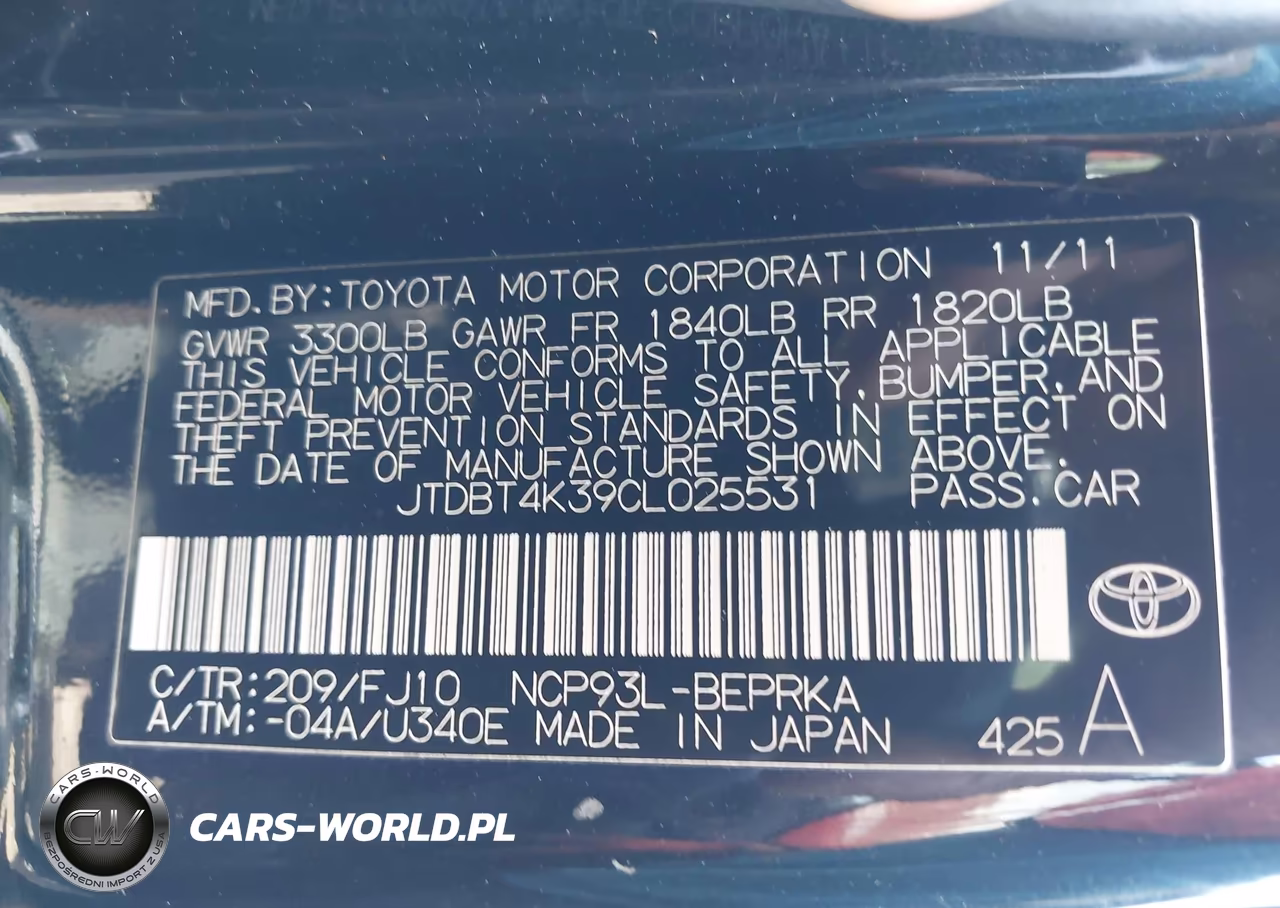 2012 Toyota Yaris VIN:JTDBT4K39CL025531 - 9