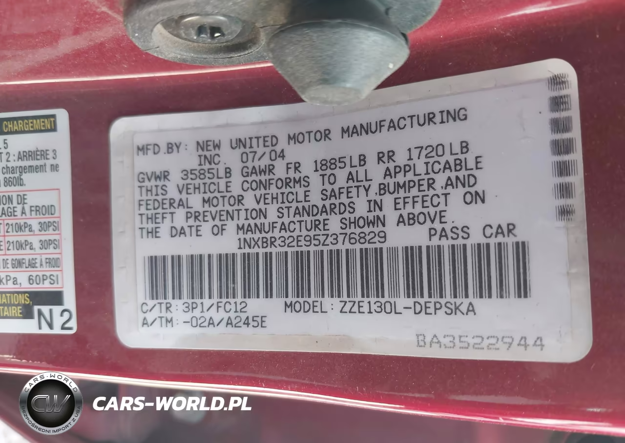 2005 Toyota Corolla S VIN:1NXBR32E95Z376829 - 9