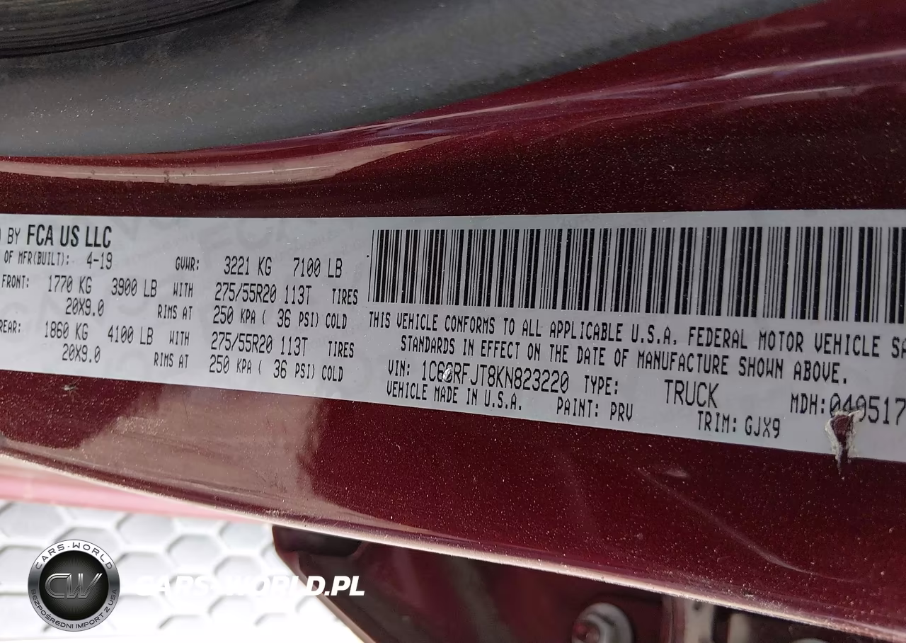 2019 Ram 1500 VIN:1C6SRFJT8KN823220 - 9