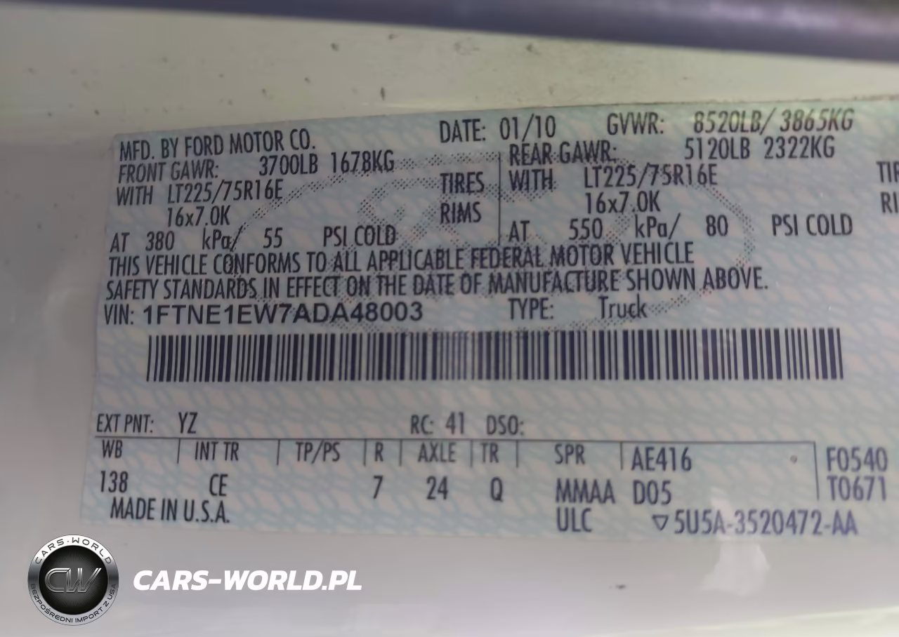 2010 Ford Econoline E150 Van VIN:1FTNE1EW7ADA48003 - 9